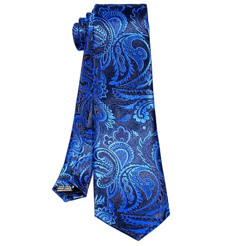 Image of 5PCS Tie and Pocket Square for Men, Silk Necktie and Handkerchief Cufflinks with Gold Ring and Lapel Pin Set