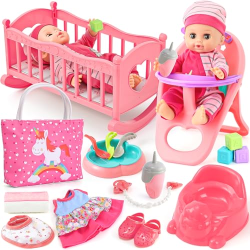 Tacobear Baby Puppe Zubehör Babypuppe Pflegeset Spielzeug, 30cm Puppen...