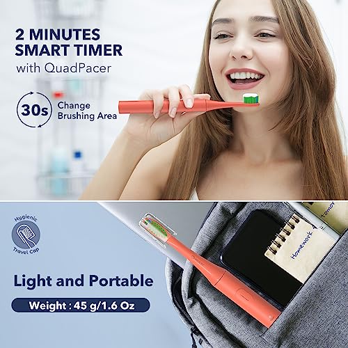 Image of ARISSON Sonic Electric Toothbrush for Adults and Kids, 40,000 VPM Power Toothbrush, 1.5H Fast Charge Ultrasonic Electric Toothbrushes with 2 Minutes Smart Timer, 1.6 Oz Travel Toothbrush, Peach Orange