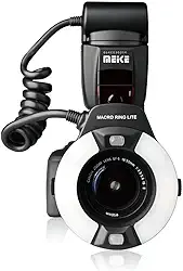 Flash Circular MK-14EXT para Câmera Nik0n, Ideal para Fotografia Macro, Potente, Compacto, com Anéis Adaptadores, Inação Uniforme para Imagens, Macrofotografia Profissional