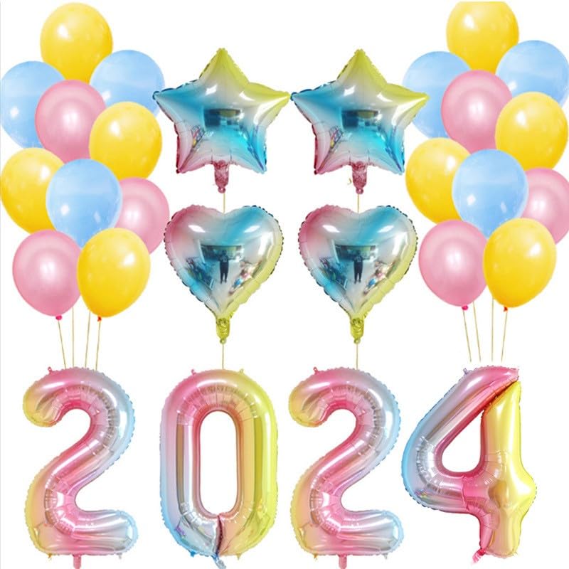 Happy New Year 2024 Foil Balloons Christmas Decorations For Home 2024 Xmas Eve Party SuppliesGlobos Navidad Decor (Colorful)