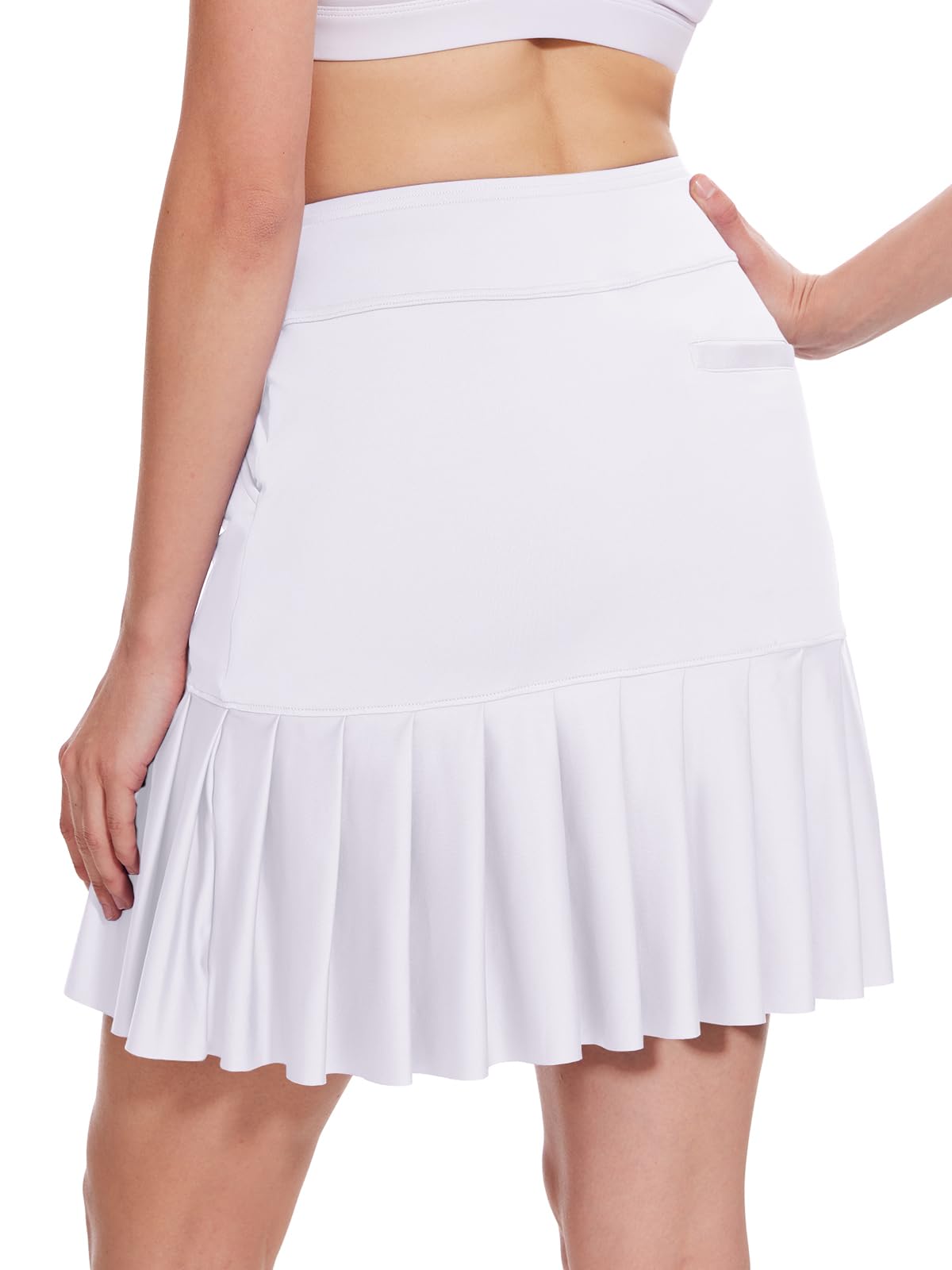 M MOTEEPI Jupes de golf de 48,3 cm pour femme - Longueur genou - Ourlet à volants - Jupe de tennis, jupe athlétique pour entraînement et course à pied