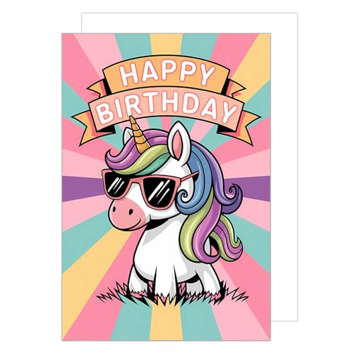 Edition Seidel G3794 SW025 - Cartão de felicitações com envelope, design de unicórnio multicolor