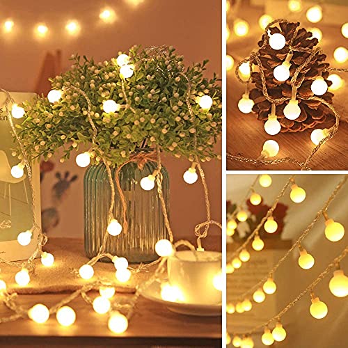 Image of Desidiya 16 Snowball LED Curtain String Window Lights Indoor /Outdoor Decoration for Diwali, Christmas, Wedding, Party, Home, Patio Lawn with Corded Electric Plug Supply (Warm White - Pack of 1)