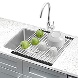 Dish Drying Rack 17.5' x 15', G-TING Over Sink Roll Up Large Dish Drainers Rack, Multipurpose...