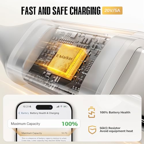 Image of Verilux 10Ft /3M Type C to Type C Cable, 100W /5A type c cable fast charging, 480Mbps Data Sync data cable c type, Braided Nylon USB C to USB C Cable for iPhone 16 /15, Galaxy S24 /S23, MacBook