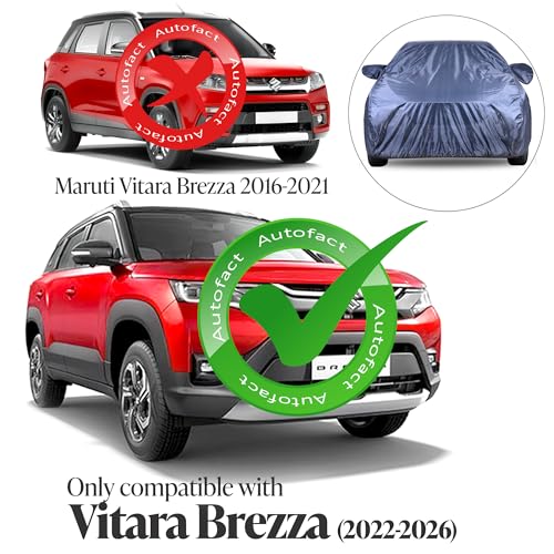 Image of Autofact Premium Car Cover for Brezza 2022-2026 | All Weather Water-Resistant Full Body Car Cover | Light-Weight Triple-Stitched Outdoor Shield with UV Protection, Dustproof & Heat-Resistant