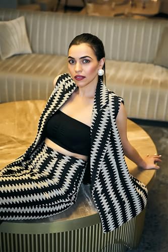 Greciilooks Women Crochet Western Co Ord Black 2Xl