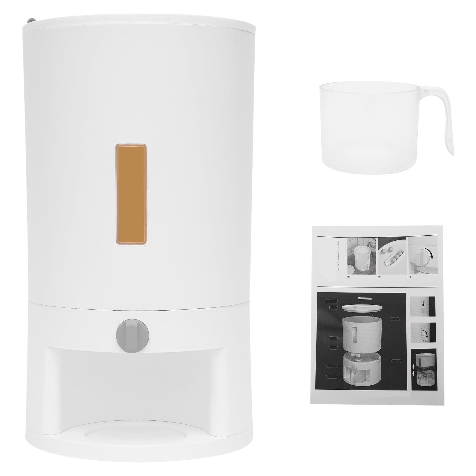 Dispenser di riso da 12 kg con 500 g bicchiere dosatore finestra trasparente rimovibile scatola ermetica alimentare per contenere farina, cereali, noci, fagioli, snack