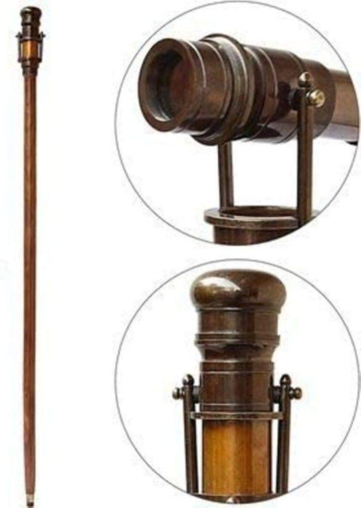 Bastone da passeggio vintage in ottone con finitura antica