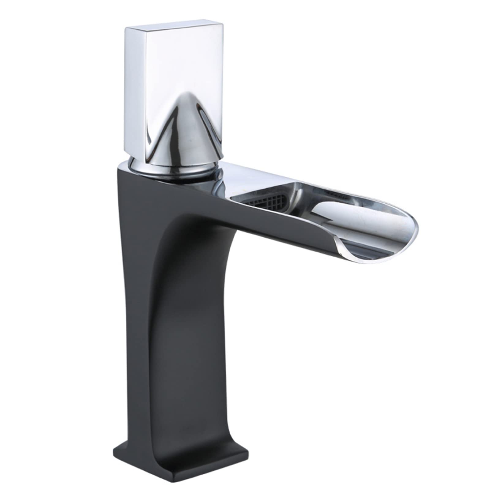 Nvsfzgiyg Black And Silver Waterfall Bathroom Sink Faucet, Solid Brass, Hot And Cold Mixer Tap Fauceting, Spout Single Handle, Black(Black And Silver)
