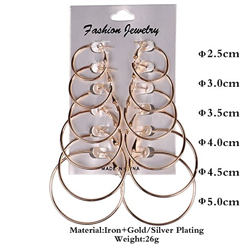 AJ DEFIRO 6 Pair Hoop Earring Set Stainless stud Earring Women Jewelry Silver Tone4