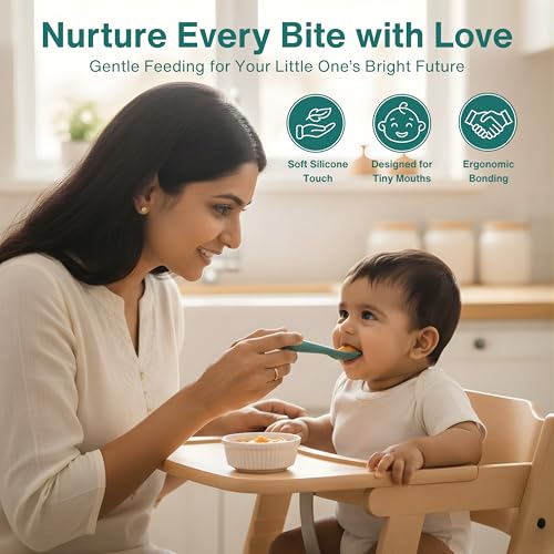 Image of Baby Training Spoon Set, Multicolor-3 Silicone Spoon for Baby 6 to 12 Months, 3 Pc, Self Feeding Cutlery for Puree Snacks and Daily Meals, Daily Feeding Essential