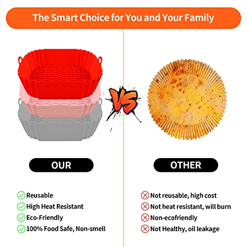 YCQQPRO Silicone Air Fryer Liners, 8.5Inch Air Fryer Basket, 3-Pack Reusable Air Fryer Liner, Food Grade Accessories, Replacement of Parchment Liners, No Need to Clean the Fryer - Thumbnail 6