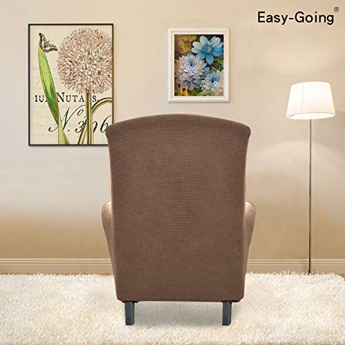 Image of Easy-Going Stretch Wingback Chair Sofa Slipcover Brown