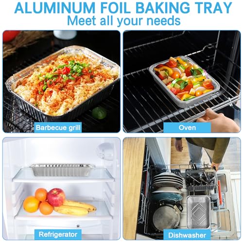 Aluschalen Groß Tropfschale 30 Stück Alu Grillschalen 1000ml Aluschalen Grill Grill Aluschalen Grillschale Alu Wiederverwendbar für Backen, Braten, Kochen | ohne Deckel (23x17cm/1000ml)