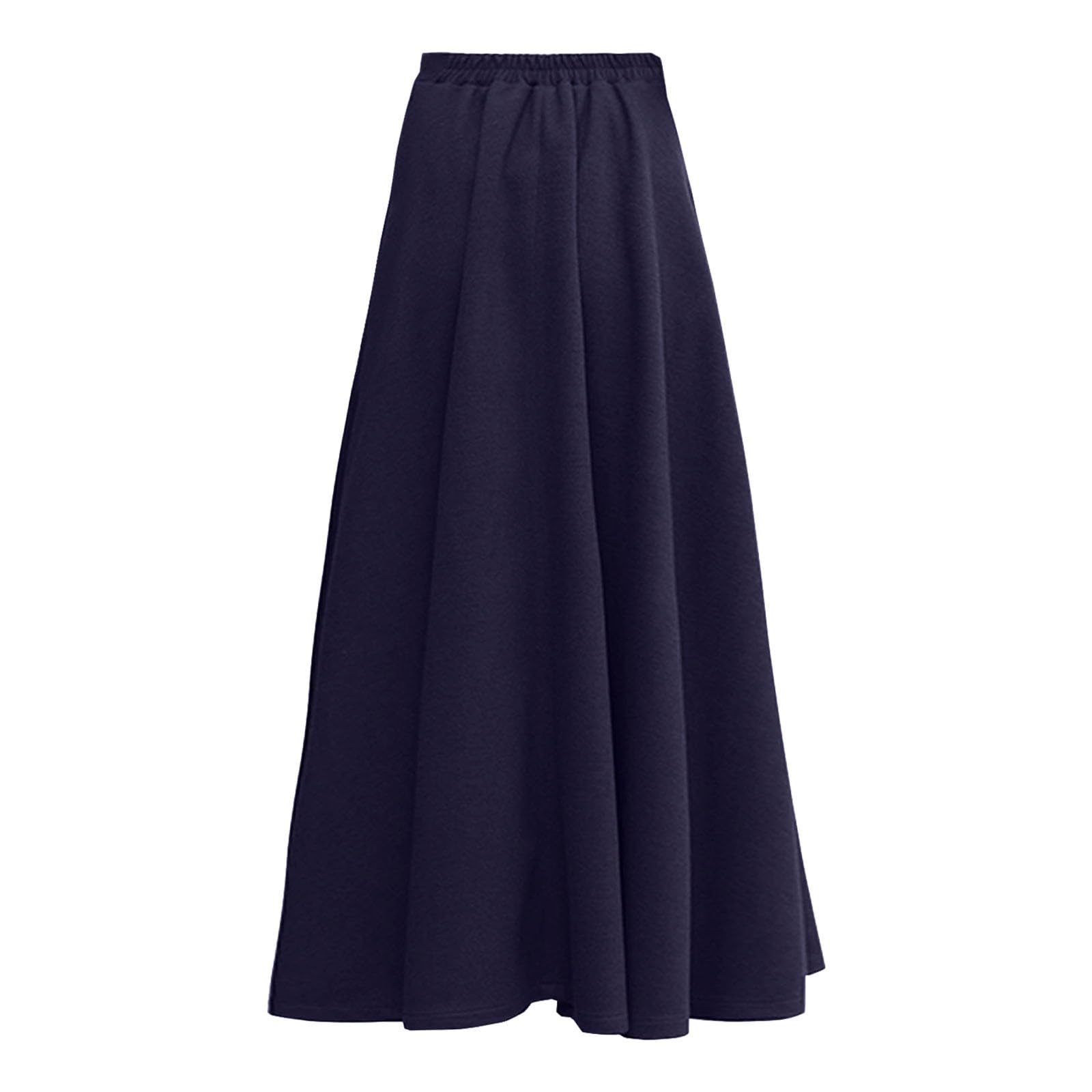 Jupe midi plissée taille haute en tissu mélangé, ligne A, évasée, oscillante, chaude pour l'hiver, structurée, élégante, festive, jupe longue avec poches