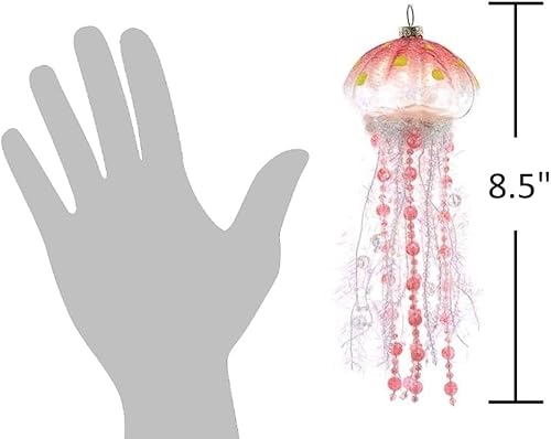 Miniatura 2 de The Bridge Collection Set of 2 Glow in The Dark Jellyfish Ornaments - Glow in The Dark Ocean Ornaments with Glitter Finish - Coastal Holiday