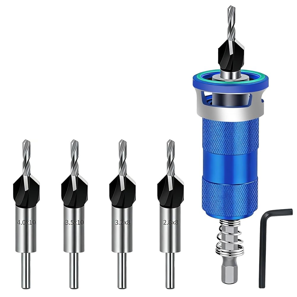 Jnchdghwa As Shown Countersink Drill Bit Set, Precise Drilling, Countersink Drill Bit With 1/4" Hex Shank, Countersink Wood Drill Bit