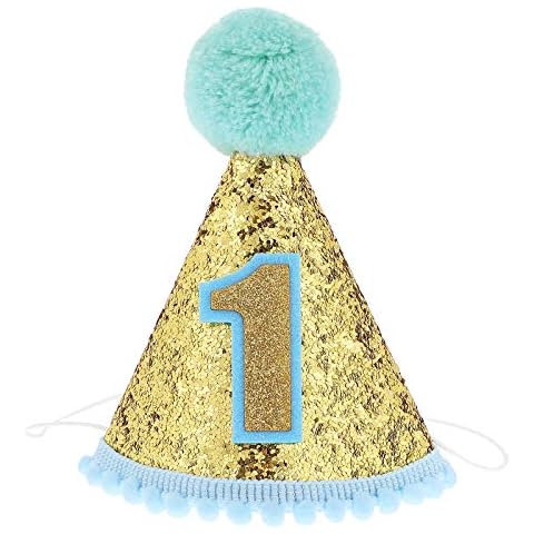 Toyvian Glitter Cone Hat for 1st Birthday Cover
