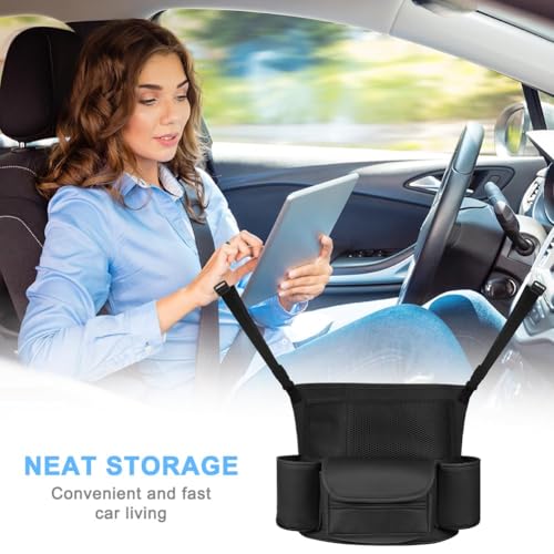 Adiwo Auto Organizer Zwischen Vordersitzen, Auto Netztaschen Handtaschenhalter Auto Aufbewahrungstasche Multifunktionales Große Auto Rücksitz Organizer Haustier Kinder Barriere Autonetz Tasche Schwarz