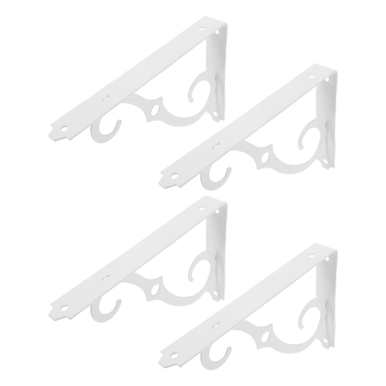 WOONEKY 4 Piezas Soporte Decorativo de Hierro para Estanterías Escuadras para Estantes de Pared Estante Multifuncional de Metal para Cocina y Jardín Color