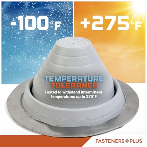 Image of Fasteners Plus #3 Round EPDM Metal Roof Pipe Flashing Boot (Fits 1 /4 inch - 5 inch Pipe OD), White