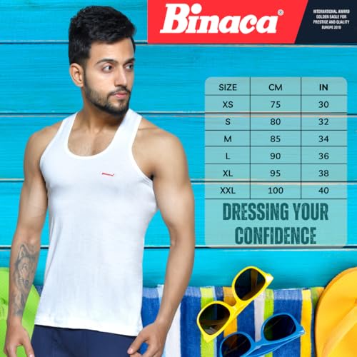 Image of Binaca Pears Sleeveless Vests for Men, Pack of 3 & 5 White Vests, Comfortable Cotton Inner Vest & Sando Baniyan for Gym & Sports
