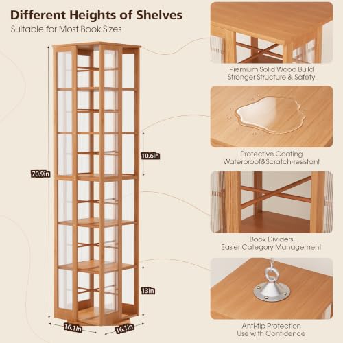 Rotating Bookshelf Tower 6-Tier, Spinning Bookcase, Tall Narrow Book Shelf by BACEKOLL - Used condition - Image 6