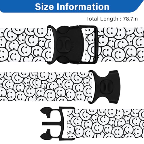 Image of 2 Pack Luggage Straps for Suitcases, Adjustable Travel Belt with Double Lock and Quick Release Buckle, Heavy Duty Nylon Bag Packing Strap, Bright Identifiers Business Travel Accessories-White Smiles