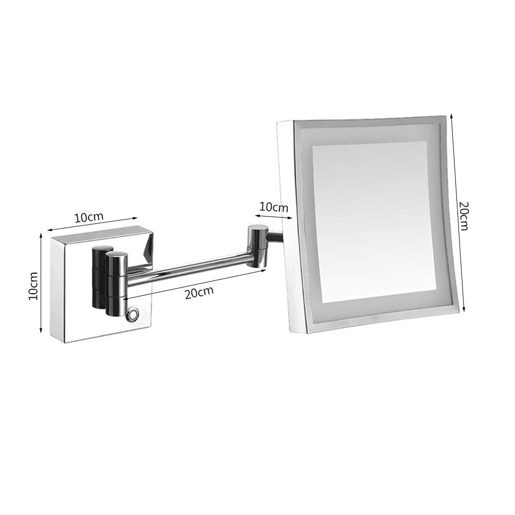 Miroir de rasage LED pour salle de bain, grossissement x3, écran tactile