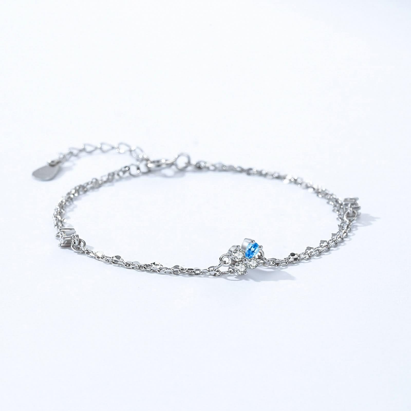 Braccialetto da donna, gioiello da donna, a doppio strato, con topazio e moissanite
