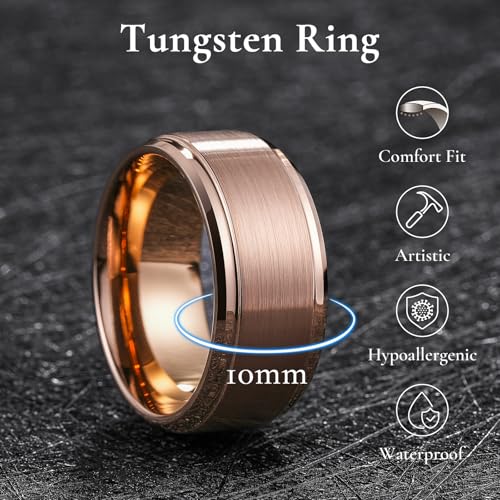 Image of King Will Classic Tungsten Wedding Band for Men, 6 /7 /8 /9 /10mm Widths, Polished Finish Step Edge Matte Rings Comfort Fit