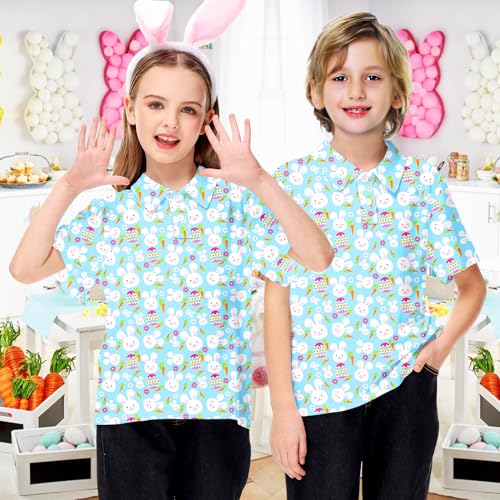 Image of AOBUTE Kids 4th of July Polo American Flag Short Sleeve Button Down Shirts Tops 3-14 Years