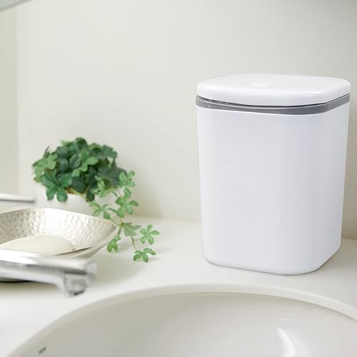 Miniatura 6 de Vababa Mini basurero de 2 litros0.5 galones, bote de basura pequeño con botón, color blanco