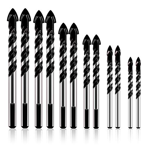 JOHOUSE 12PCS Masonry Drill Bits Set, Professional Masonry Bit Tile Drill Bits Set Concrete Drill Bit, 4mm to 12mm