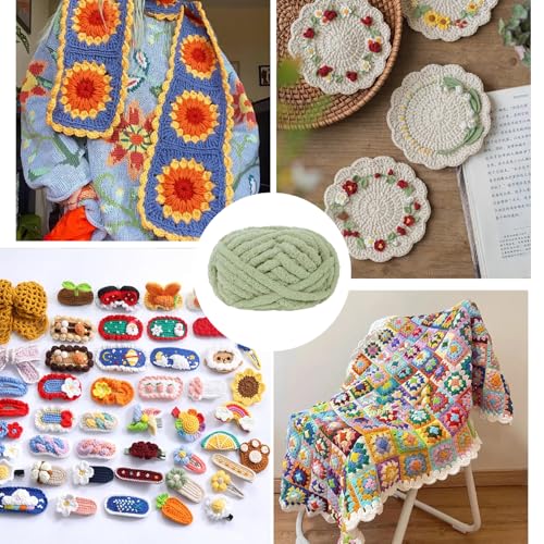 Fil chenille épais pour le crochet - Texture moelleuse anti-boulochage pour couvertures d'hiver