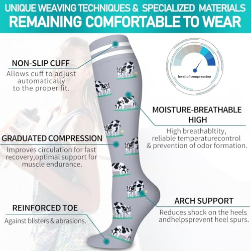 Image of COOLOVER Copper Compression Socks for Women and Men(6 Pairs)-Best Support for Running, Athletic, Travel
