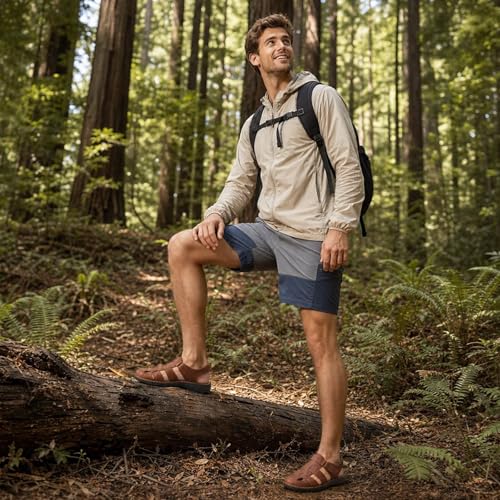 Image of Arkbird Men's Sandals, Closed Toe Leather Fisherman Outdoor Hiking Sport Shoes Summer