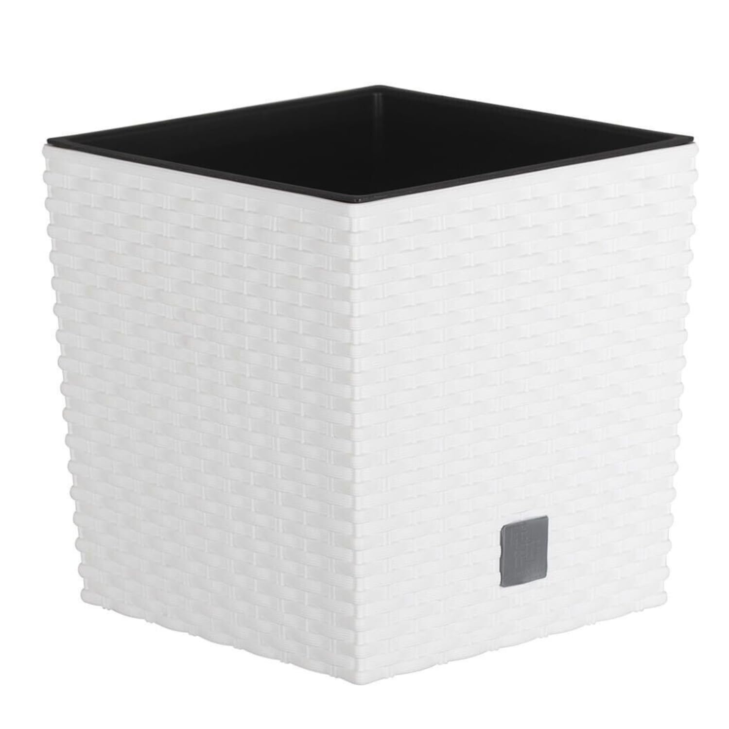 B2C Plant Flower Pot Square Rattan Planter Inner Pot 6 Sizes Garden Patio Home Large (White, 8L)