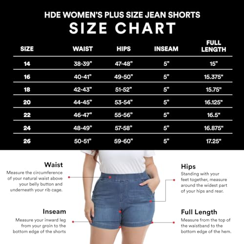 Hde HDE-58000 Women'S Plus Size Jean Shorts High Waisted Stretch Denim Pull thumb #2