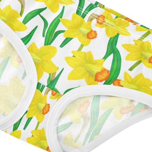Yellow Daffodil Flowers Green Leaves Girls Underwear Toddlers 2t Cotton Girl Panties Cute Artistic Underpants Briefs4