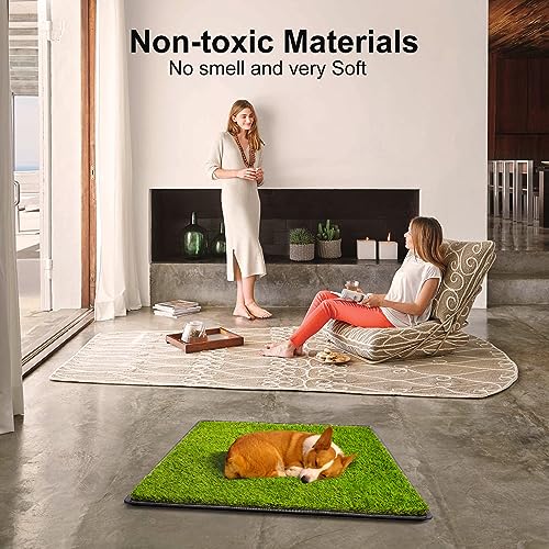Dog Grass Pad with Tray,40''X27.5''Large Artificial Turf Grass Potty,XL Reusable 3-Layer Dogs Pee Potty Grass Pads, Easy to Clean Portable Dog Litter Box for Indoor/Outdoor Potty Training Toilet - Image 7