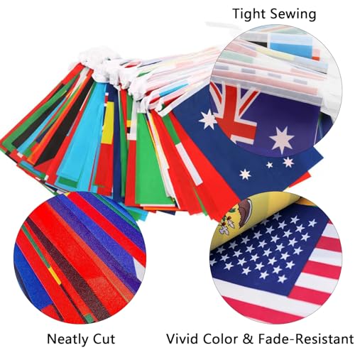 Image of 100 Countries String Flag International Bunting Banners World Flag Banner for Olympic Bar Sports Clubs School Decorations