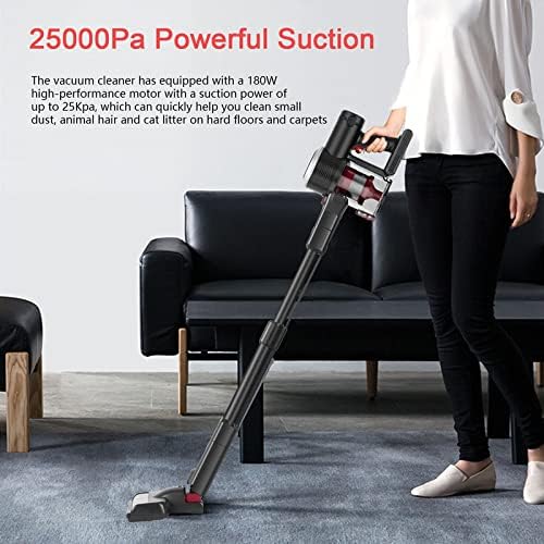 HCBOO Cordless Vacuum Cleaner, 4 in 1 Upright Handheld Stick Vacuum Cleaner, 25000Pa Powerful Suction, up to 35 Mins, HEPA filter, Compact Cyclonic Bagless Rechargeable Vacuum Cleaner, Black