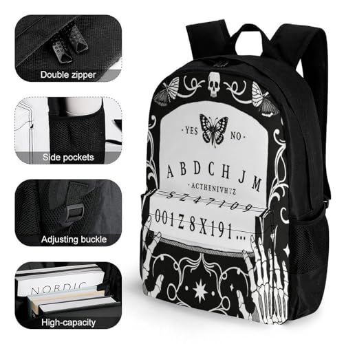 Casual Daypack Multipurpose Anti-Theft Large Capacity Carry On Bag - Cat Skull Head Witch Magic Spirit Board Black Gothic Casual Daypack Climbing Shoulder Bag With Padded Straps3