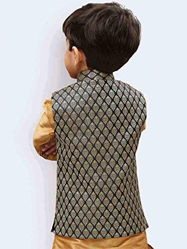 Image of JBN Creation Boys' Silk Blend Nehru Jacket || Banarasi Brocade Woven Jacquard Modi /Nehru Jacket || Ethnic Wear for Festivals, Weddings