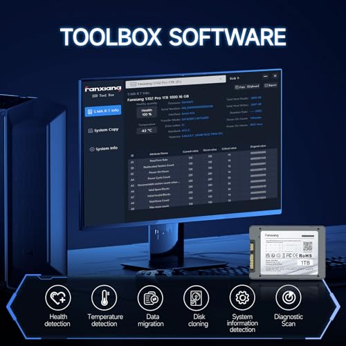 Image of fanxiang S102 Pro 1TB 2.5 inch SSD SATA Internal Solid State Drives, Up to 520MB /s, SLC Cache, 3D NAND TLC, Aluminum Alloy Housing, Compatible with Laptop and PC Desktops