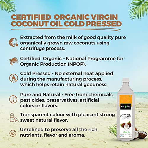 Image of Nutndiet Extra Virgin Coconut Oil | Cold Pressed, Pure & Organic Coconut Oil | Ideal for Baby Massage, Hair Care, Skin Care, Healthy Cooking, Baking, and Oil Pulling | Chemical Free and Multipurpose | 5 Litre Can