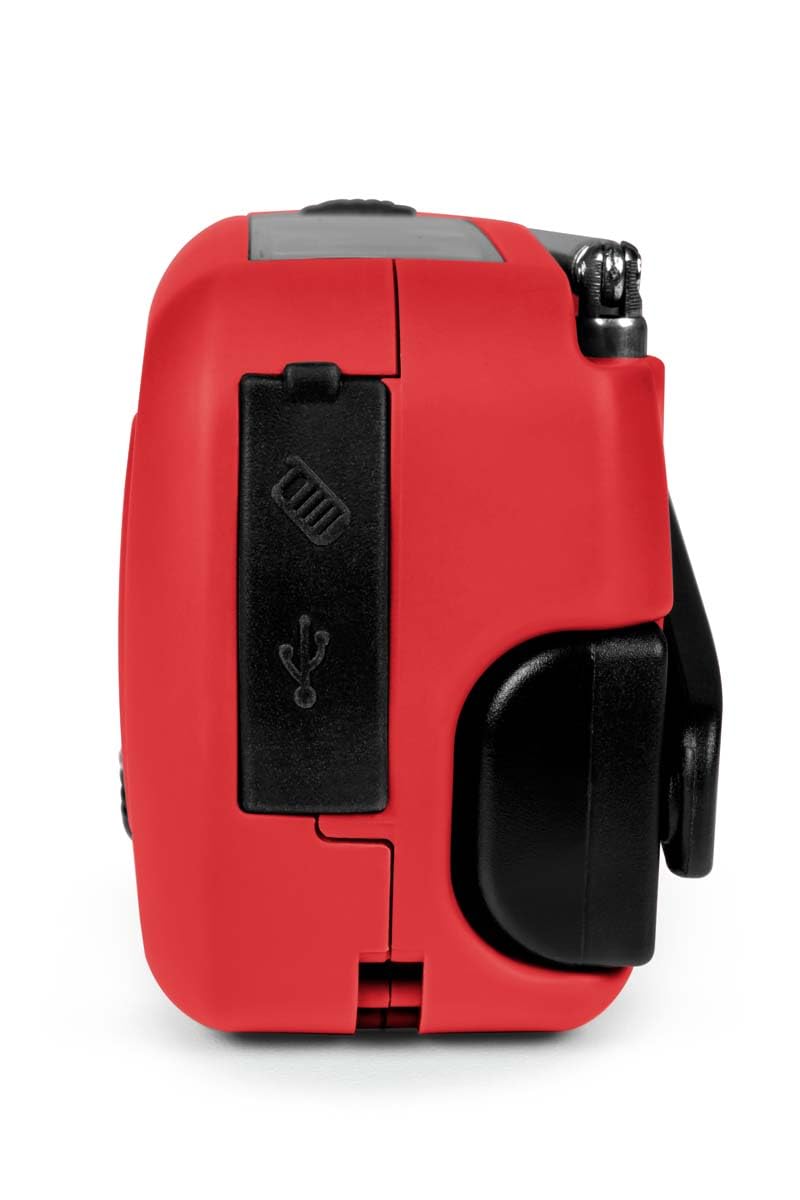 Radio FM Solaire Portable RT260,eclairage LED, Bouton SOS Alarme,Dynamo pour Recharge Manuelle, Recharge USB Batterie 2000 mAh, Charge d'appoint Smartphone (Rouge)